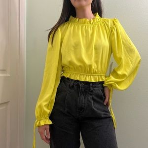 Lisa Say Gah Cropped Yellow Blouse
